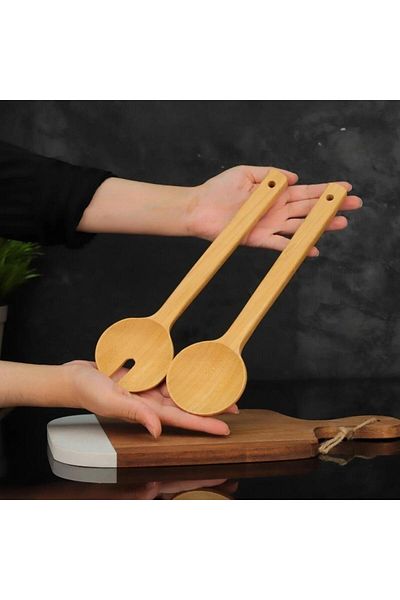 MİEN Mien Durable Bamboo Salad Spoon Set of 2 - 7B41