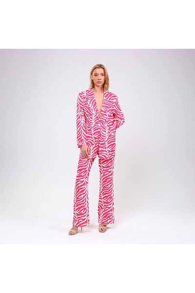 OUZ Fashion Women's Fleto Pocket Padded Shawl Collar Zebra Printed Digital Printed Jacket