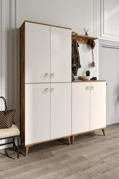 mapahomeliving Simple Prt6190 Portmanto Vestiyer Ekru Ceviz