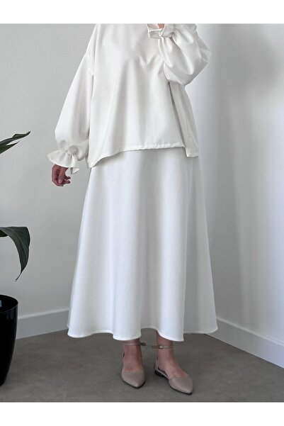 CHUL SCUBA KLOŞ ETEK -BEYAZ- GENİŞ BEDEN ARALIĞI