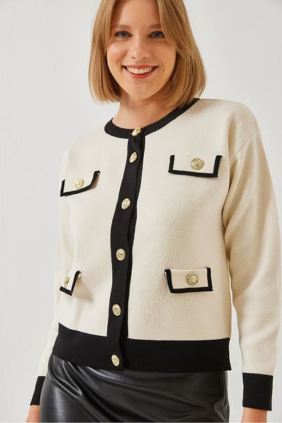 Bianco Lucci Cardigan pentru femei, cu 4 buzunare, tricotaje 14300 60351260