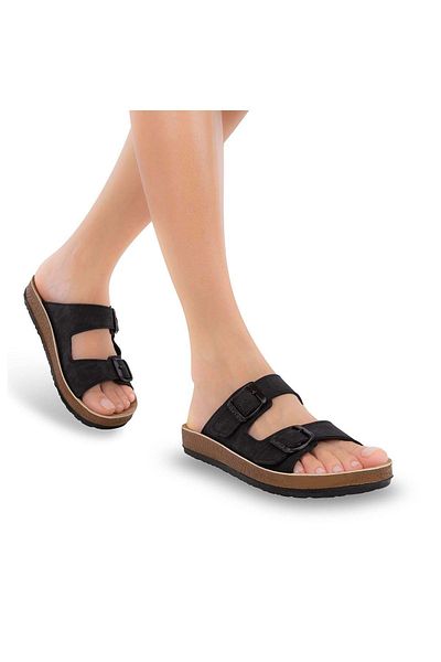 Muya Papuci YUNA unisex cu talpă anatomică din nubuc negru