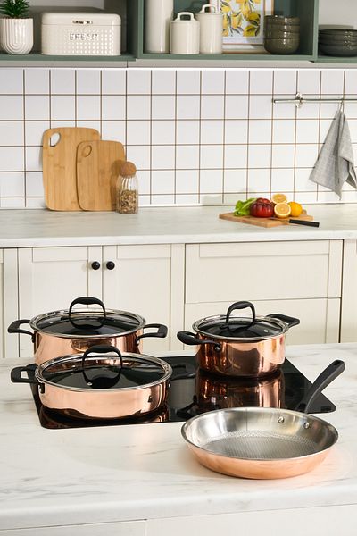 Karaca 7 Piece Set - 3Ply Power Steel Copper with Honeycomb