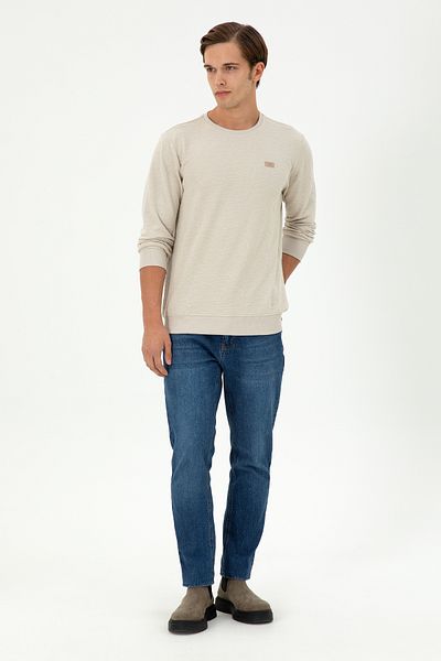 U.S. Polo Assn. Ανδρικό φούτερ με κανονική εφαρμογή Crew Neck Khaki 1945735