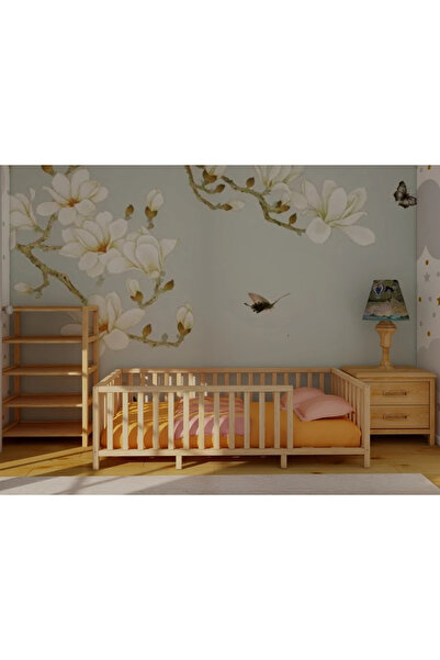 BRK Design Montessori Bebek Ve Çocuk Karyolası Doğal Ahşap Yatak 120x200 Ayaklı