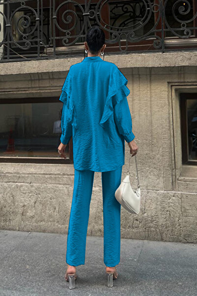 Cockatoo Γυναικείο πουκάμισο με βολάν στους ώμους με λεπτομέρεια και διπλό σετ με τσέπες Pantalon