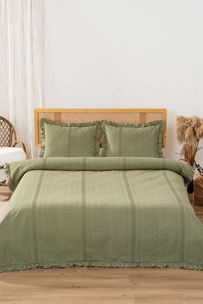 Rivaİstanbul Комплект за спане Tziana Khaki Green Double Jacquard от 3 части