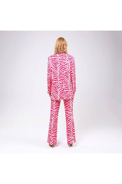 OUZ Fashion Women's Fleto Pocket Padded Shawl Collar Zebra Printed Digital Printed Jacket