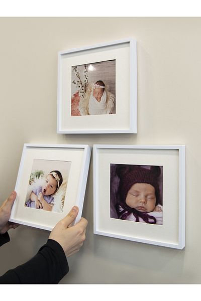 Hediyemi Ramă foto pătrată din plastic albă 21x21cm cu paspartu adeziv - pachet de 3