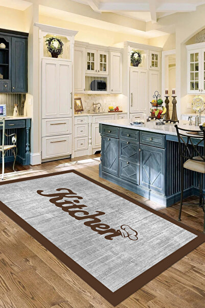 Viyana Home Dijital Baskılı Kaymaz Taban Yıkanabilir Modern Kitchein Yazılı M...