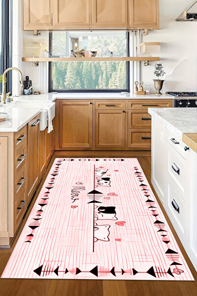 Viyana Home Dijital Baskılı Kaymaz Taban Yıkanabilir Kedi Desenli Mutfak Halısı