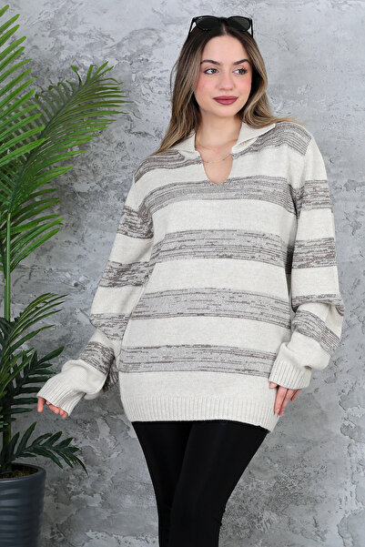 ATEMODAA حبل تريكو نسائي مخصص، سترة ذات ياقة بولو