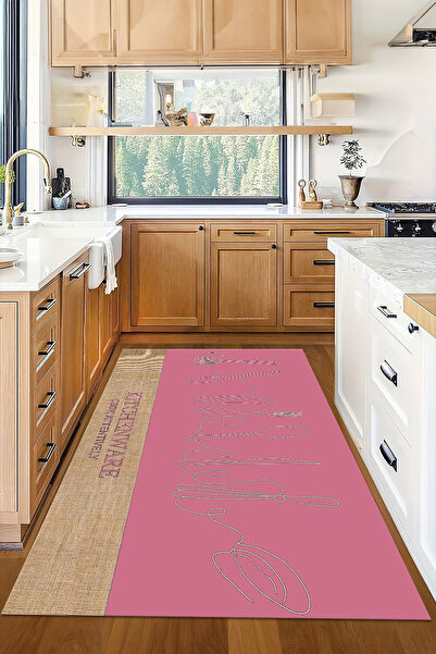 Viyana Home Dijital Baskılı Kaymaz Taban Yıkanabilir Çatal ve Bıçak Desenli M...