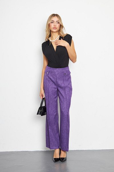 LOVELF Lilac Wool Effect Trousers - Pocket Detail