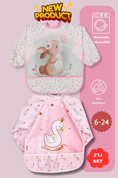 Bebechi 2'Li SET SIVI GEÇİRMEZ AKTİVİTE VE MAMA ÖNLÜĞÜ 6-24 AY(Tavşan-Kuğu)