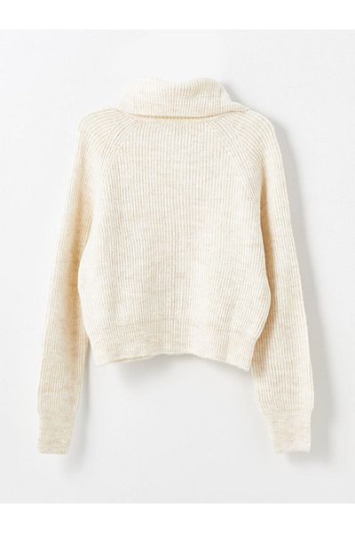 LC Waikiki Dámský pletený Cardigan - stojáček, pevný dlouhý rukáv