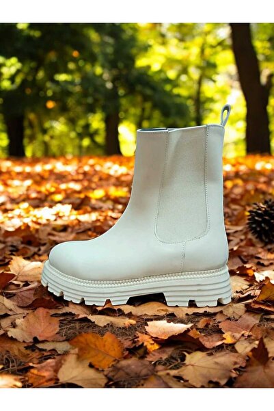 Abacca Women's Beige Thick Soled Rain Boots