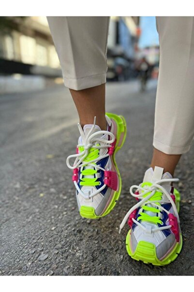 diclepolat Lopez dámské bílo zelené – fuchsiové zvýrazňovače šněrovací detailní tenisky