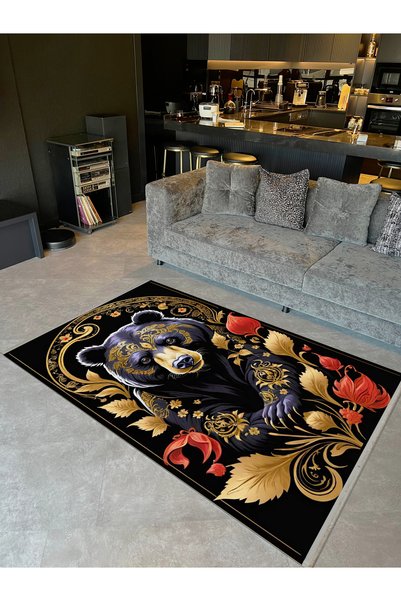 Rugs Modern Halı Yilmaz Collection Modern Decorative Carpet with Grizzly Bear...