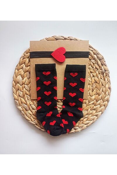 Panowill Design طقم جوارب طويلة منقوشة على شكل قلب للفتيات الصغيرات مع عصابة رأس