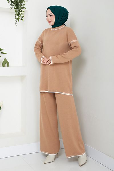 ModaMerve Garni Detaliat Tirko Set 5038KLN1035-M Latte
