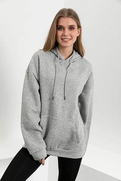 SALAS MODA Φούτερ με απλή κουκούλα καγκουρό με τσέπες