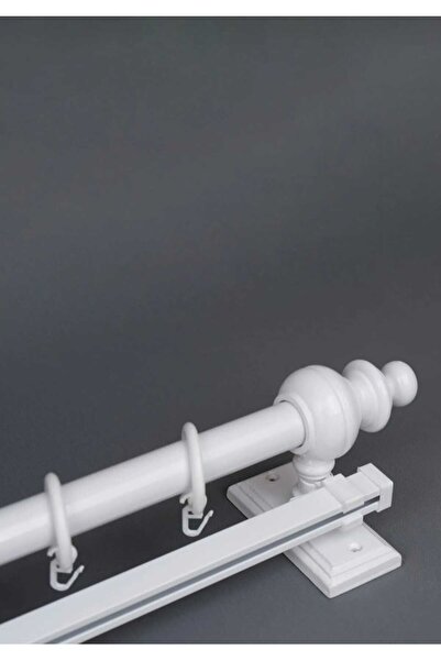 rustikstore Ulusoy Curtain White Single Track Wooden Rustic Curtain Hanger - 250cm