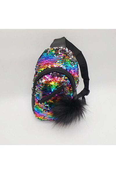 Sanalbolluk Colorful Sequin Children's Chest Bag - Rainbow Design