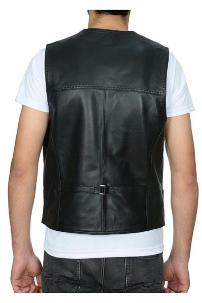 Sanalbolluk Sports Cut Belt Top Leather Vest Black Color