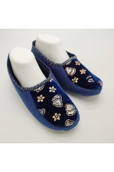 Sanalbolluk Blue Women's Booties - Heart Embroidered Design