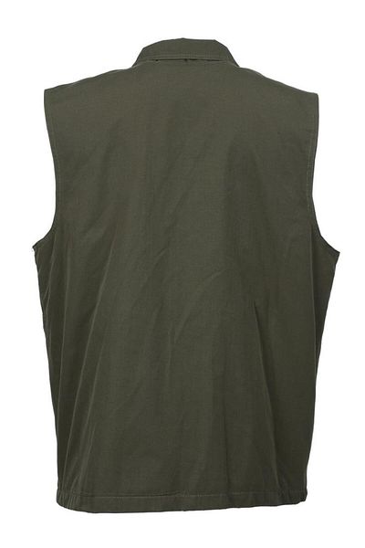Sanalbolluk Oversize Summer Fabric Vest with Collar and Pockets Khaki Color