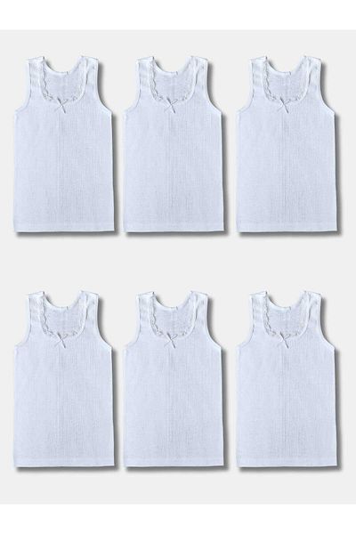 Perakids Set de 6 maiouri pentru fete, 100% bumbac, cu bretele groase