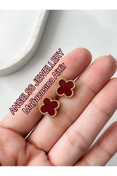 ANGELSS JEWELLERY أقراط ذهبية بلون بوردو (أقراط بوردو)