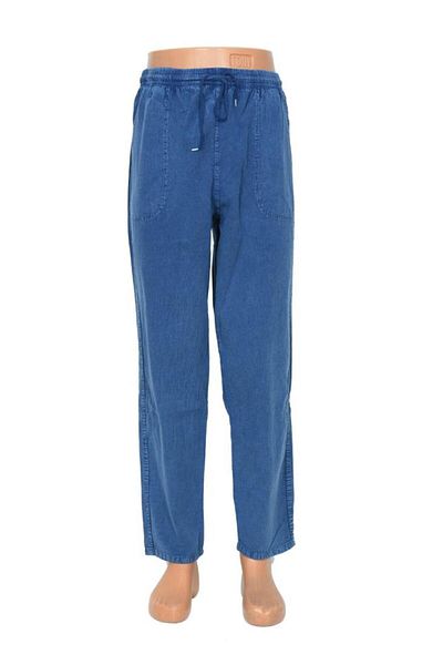 Sanalbolluk Men's Linen Pants - Elastic and Jeans Blue
