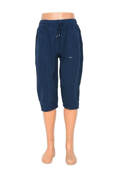 Sanalbolluk Navy Blue Colored Elastic Men's Linen Capri