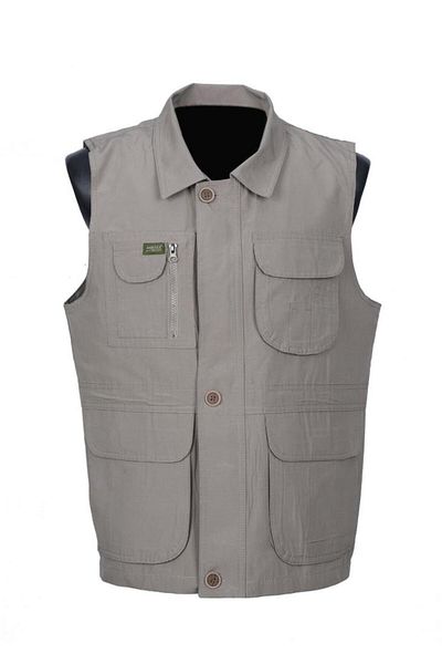 Sanalbolluk Cream Colored Summer Fabric Vest - Collar and Bag Pocket