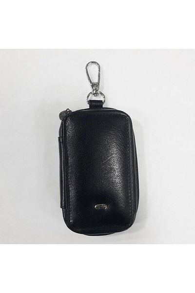 Arpelle Black Color-Zippered Leather Keychain