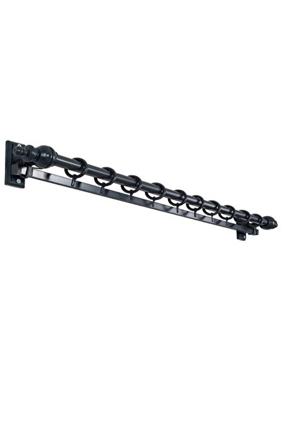 rustikstore ULUSOY PERDE Antrasit Tek Raylı Ahşap Rustik Perde Askısı - 250Cm