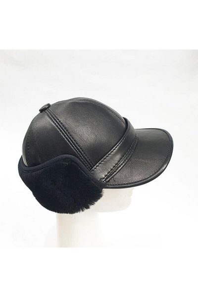 Sanalbolluk Black Color Cap with Fur over Ear