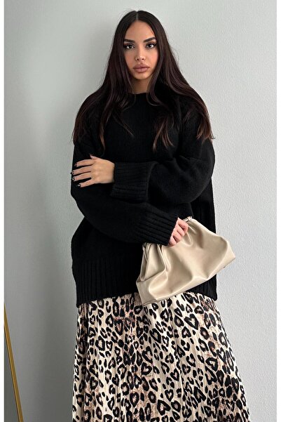 Bir Black Oversize Crew Neck Sweater