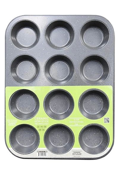 DORRY HOME Muffin Mold 12 Pieces Cake Cookie Cupcake Muffin Mold Bakery Capsule Tray Granite Coating
