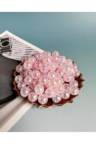 By MO Accessories 8 χιλιοστά 100 τεμάχια ροζ ασημί διάφανες γυάλινες χάντρες ...