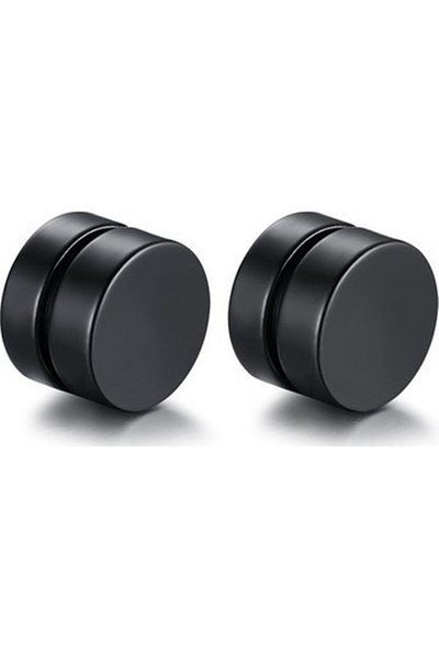 İnci Accessories Magnet Men's Earrings Black Color