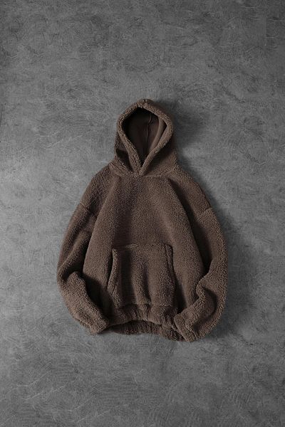 Slatra Men's Brown Basic Plush Sweatshirt