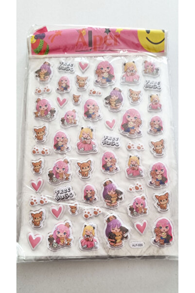 Modellino Kabartma Sticker Etiketler 30x17cm Emoji Kalp Hayvanlar Bayrak Meyv...