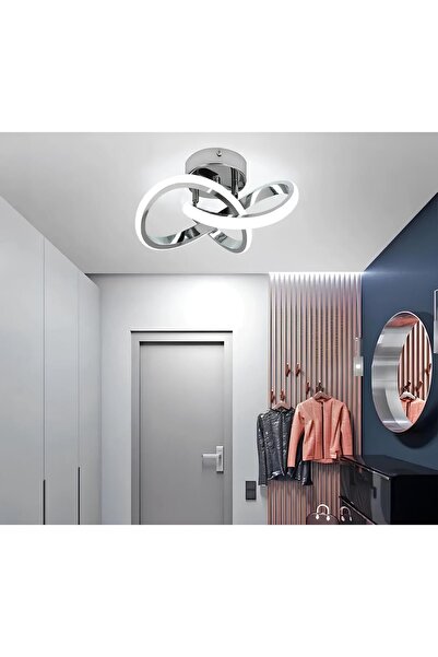 burenze Modern Plafonyer Salon Mutfak Oturma Odası Led Avize Boomerang Led Avize Krom Ledli Avize