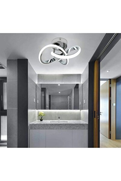 burenze Modern Plafonyer Salon Mutfak Oturma Odası Led Avize Boomerang Led Avize Krom Ledli Avize