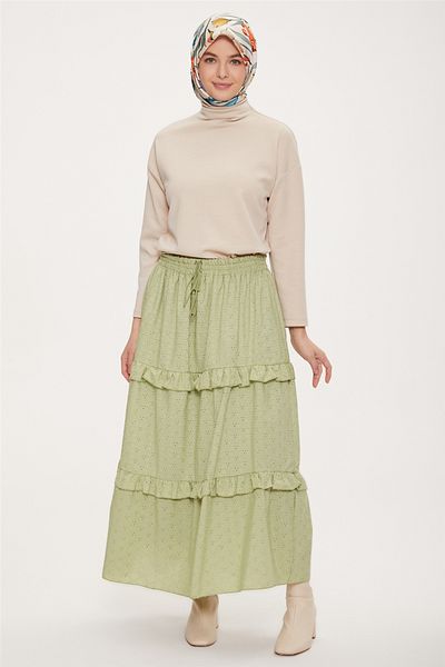 Armine Mint Layered Brode Skirt - 23Y1228