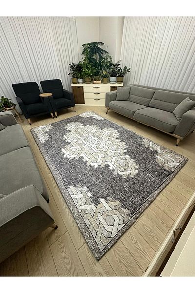LİMAY Practical Rug Cover Without Sponge - Washable - Decorative - Velvet Fabric - 6m2 (200X300)
