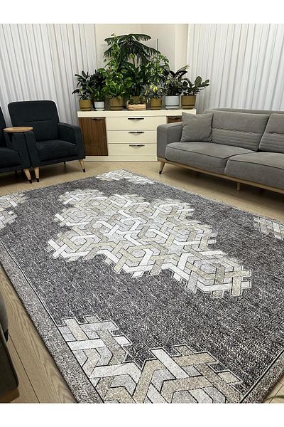 LİMAY Practical Rug Cover Without Sponge - Washable - Decorative - Velvet Fabric - 6m2 (200X300)